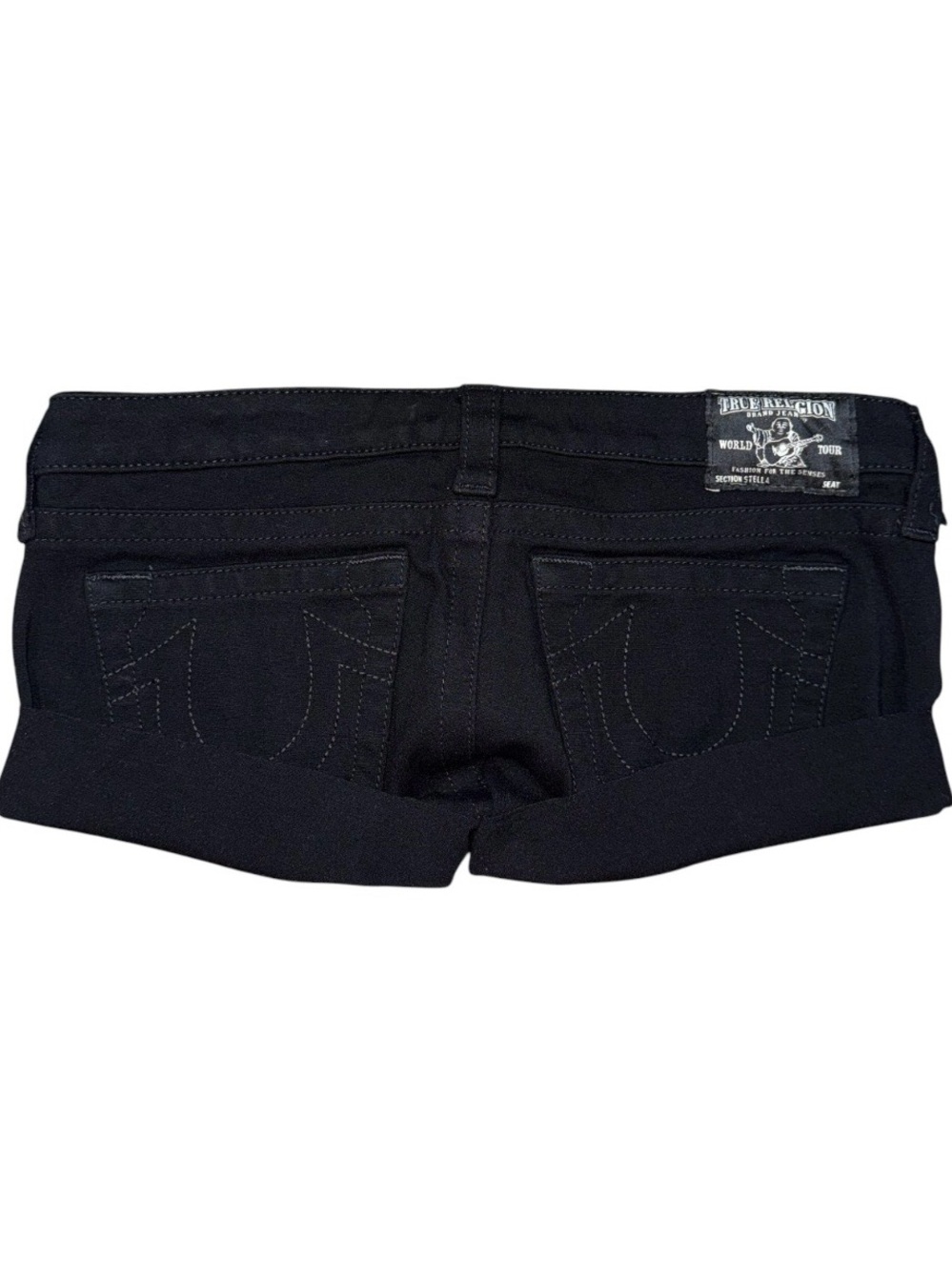 True Religion Ultra Low Rise Micro Mini Black Shorts Sz 29 y2k grunge 2000s Punk